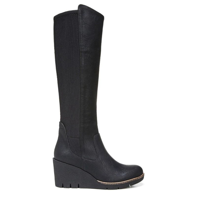 Dr. Scholl's Lindy Knee High Keilstiefel Damen Schwarz | 270145-RJE